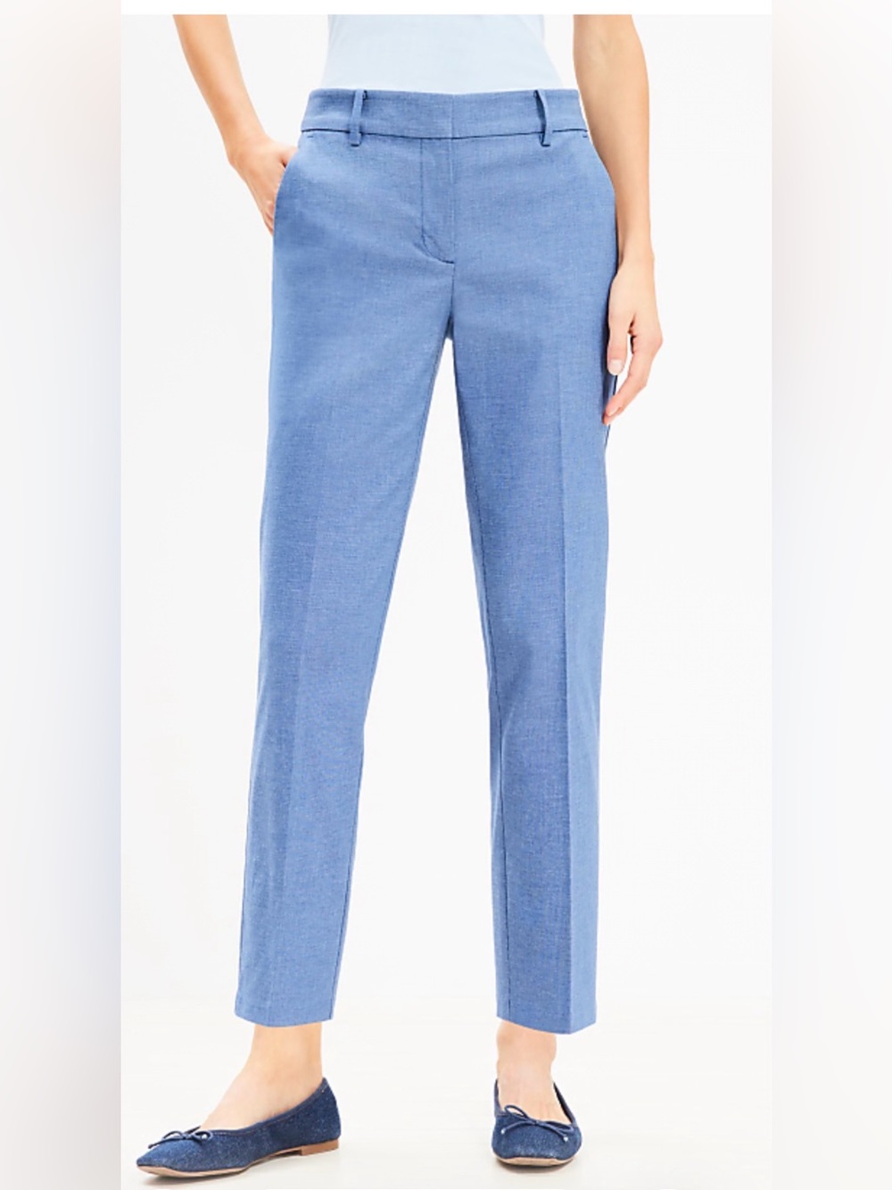 LOFT Light Blue Straight-Leg Tailored Pants